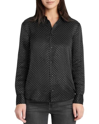 7 For All Mankind Silk Studded Button-down Top - Black