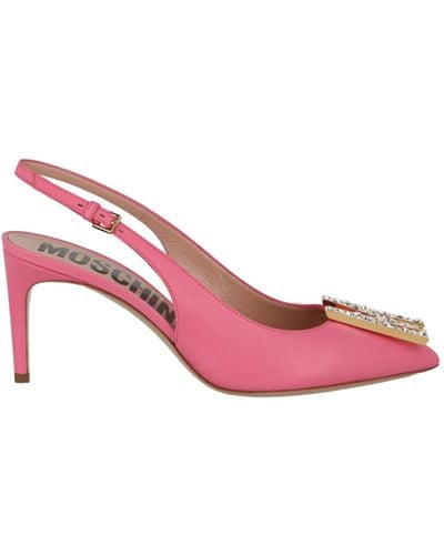 Moschino Gold-tone Crystal Embellished Pump - Pink