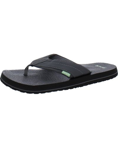 Sanuk Slip On Open Toe Thong Sandals - Black