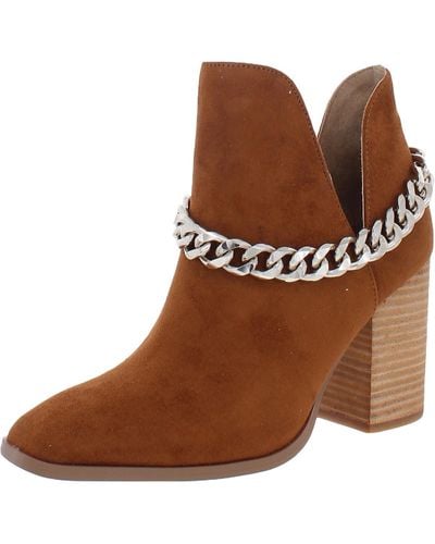 Steve Madden Linking Chain Pointed Toe Ankle Boots - Brown