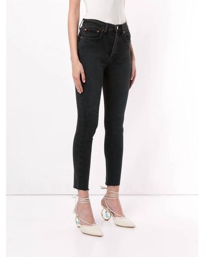 RE/DONE 1893whrac High Rise Ankle Crop Jeans - Black