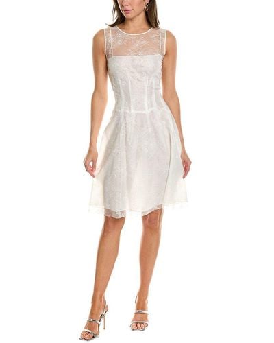 Oscar de la Renta Bouquet Chantilly Lace Silk-lined A-line Dress - White