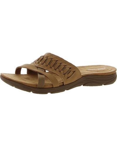 Easy Spirit Selinley 3 Faux Leather Flat Slide Sandals - Natural
