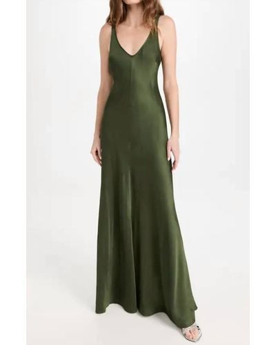 L'Agence Clea Scoop Neck Slip Dress - Green