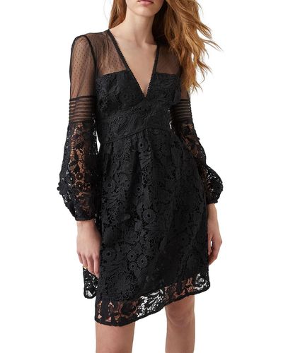 French Connection Bilan Lace Short Mini Dress - Black
