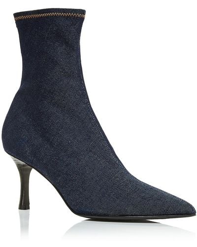 Rag & Bone Brea Denim Pointed Toe Ankle Boots - Blue