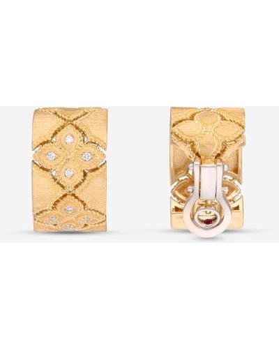 Roberto Coin Venetian 18k Yellow Diamond Princess Satin J Hoop Earrings 7771629ayerx - Metallic