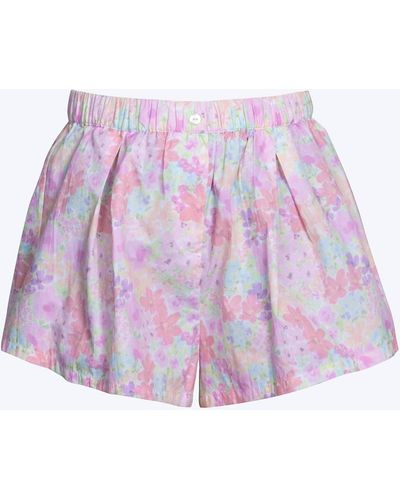 For Love & Lemons Kennedy Floral-print Cotton-poplin Shorts - Purple