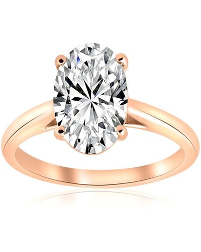Pompeii3 2ct Oval Cut Lab Grown Diamond Solitaire Engagement Ring - Metallic
