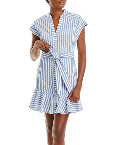 Veronica Beard Short Striped Mini Dress - Blue