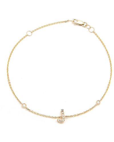 Monary Diamond Initial Fashion Bracelet "j" (14k) (6+1") - Metallic