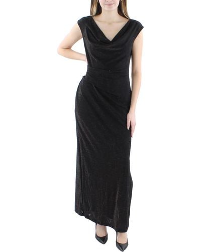Connected Apparel Petites Metallic Midi Cocktail And Party Dress - Black