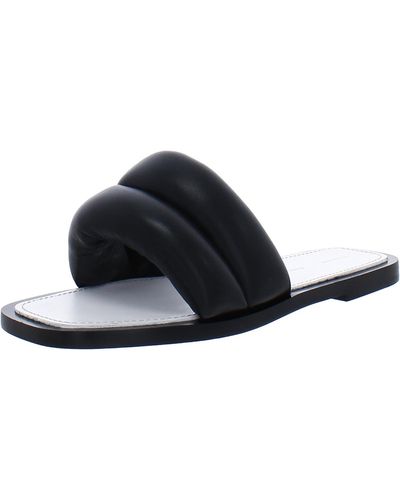 Proenza Schouler Lamb Puffy Slip On Leather Slide Sandals - Black