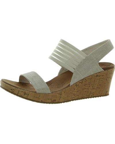 Skechers Beverlee-smitten Kitten Shimmer Platform Wedge Sandals - Green