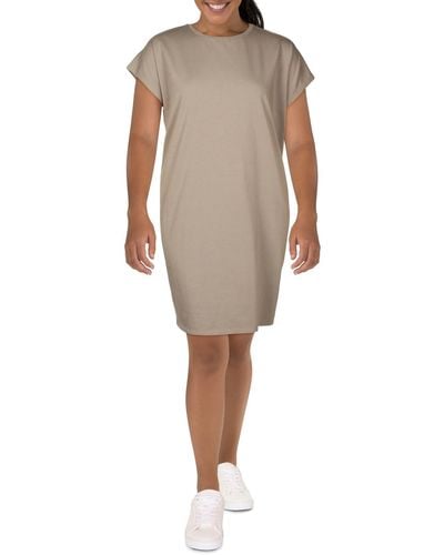 Eileen Fisher Plus Organic Organic Cotton Crewneck T-shirt Dress - Natural