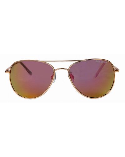 Suzy Levian Pink Reflector Mirrored Aviator Gold Frame Sunglasses - Purple