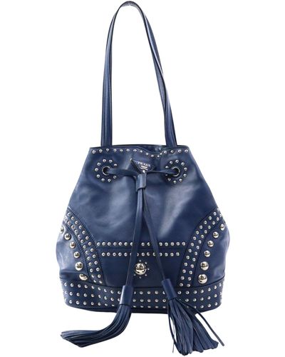 Prada Leather Shoulder Bag (pre-owned) - Blue