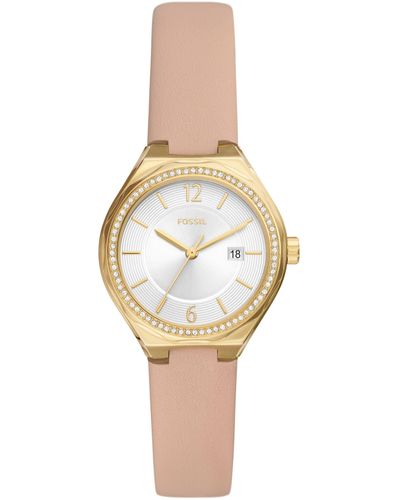 Fossil Eevie Three-hand Date Pink Leather Watch - Multicolor