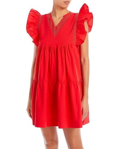 Aqua Formal Pleated Mini Dress - Red