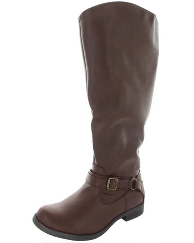 Easy Street Quinn Extra Wide Calf Faux Leather Knee-high Boots - Brown
