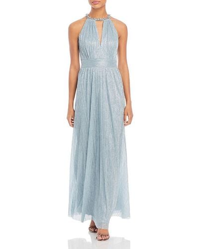Eliza J Metallic Embellished Evening Dress - Blue