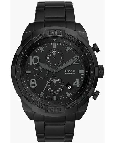 Fossil Bronson Quartz Stainless Steel Chronograph Watch - Black