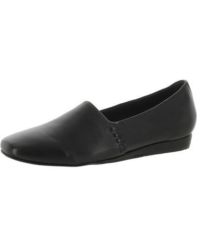 Softwalk Vale Leather Slip On Oxfords - Black