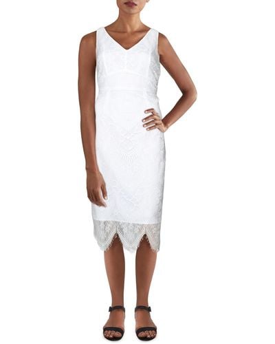 Nanette Lepore Lace Overlay V Neck Shift Dress - White