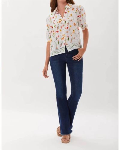 ecru Witherspoon Puff Sleeve Blouse Floral - Blue