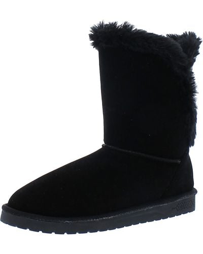 Muk Luks Faux Shearling Knit Winter & Snow Boots - Black