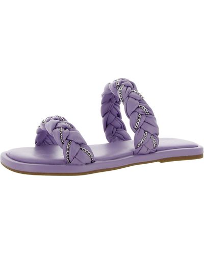 BCBGeneration Taneka Faux Leather Braided Slide Sandals - Purple