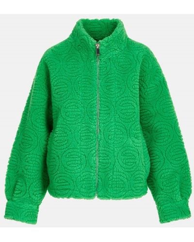Essentiel Antwerp Either Faux Fur Jacket In Green Key