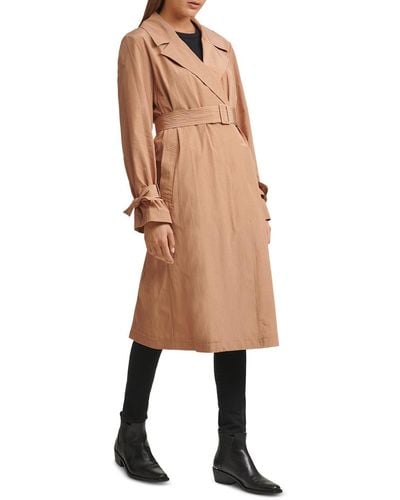 Cole Haan Fashion Long Trench Coat - Natural