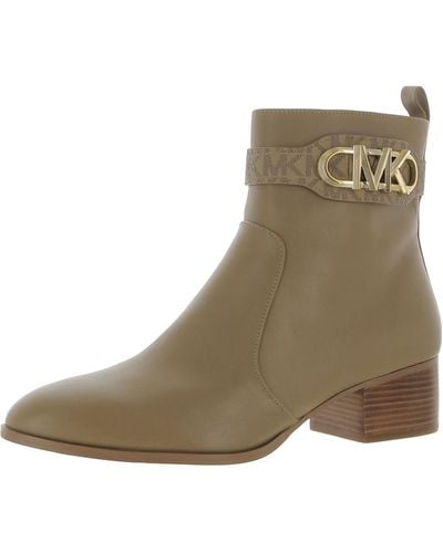 MICHAEL Michael Kors Parker Leather Western Booties - Natural