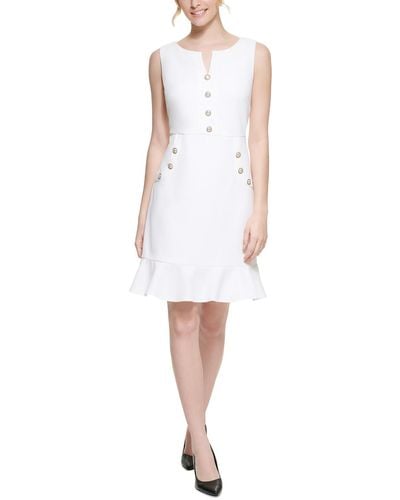 Karl Lagerfeld Flounce Above Knee Mini Dress - White