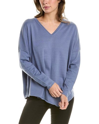 InCashmere Asymmetrical Cashmere-blend Pullover - Blue