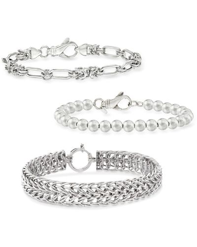 Ross-Simons Sterling Silver Jewelry Set: 3 Bracelets - White