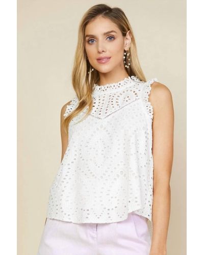 Skies Are Blue Lace Eyelet Cami Top - White