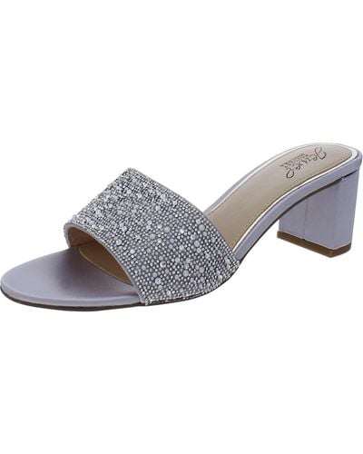 Badgley Mischka Della Satin Embellished Heels - Gray