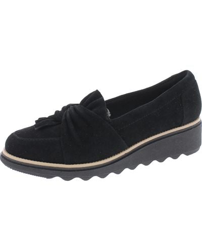 Clarks Sharondasher Leather Slip-on Loafers - Black