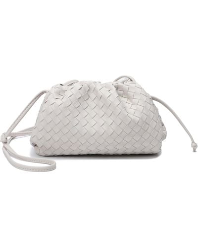 Tiffany & Fred Full Grain Woven Leather Pouch/ Shoulder/ Clutch Bag - White