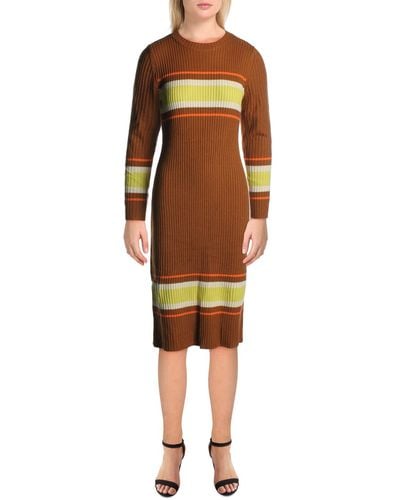 Lush Ribbed Midi Sweaterdress - Multicolor