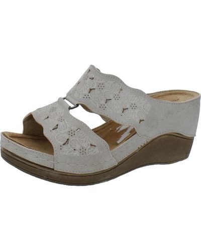 Flexus by Spring Step Faux Leather Slip-on Wedge Sandals - Gray