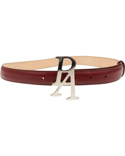 Palm Angels Red Leather Logo Plate Belt - Brown