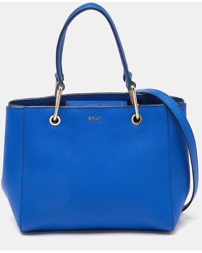 DKNY Leather Julius Md Zip Tote - Blue