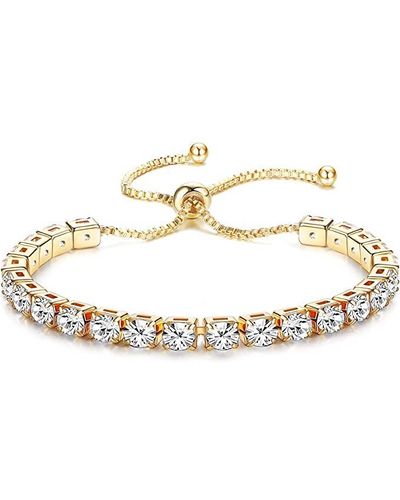 Liv Oliver 18k Gold Radiant-cut Adjustable Bracelet - White