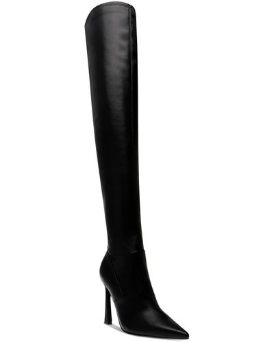 Steve Madden Laddy Faux Leather Pointed Toe Over-the-knee Boots - Black