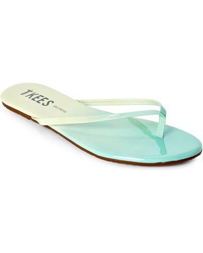 TKEES Leather Flip Flops - Green