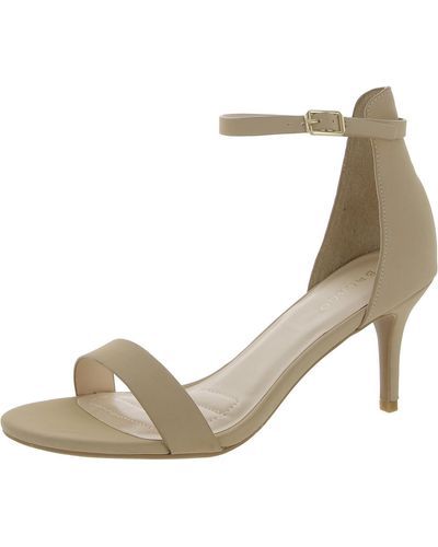 Bamboo Harleen Faux Leather Ankle Strap Heels - Natural