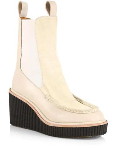 Rag & Bone Sloane Suede & Leather Chelsea Boots Paloma Wedge - Natural